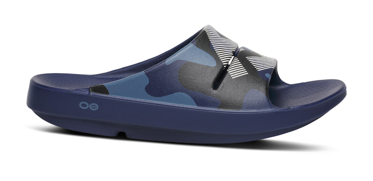 FJ X OOFOS Men's OOahh Sport Slide Sandal - Navy Camo - Image 2